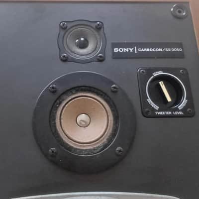 SONY Carbacon / SS-3035 Loudspeakers 1980s - Teak cabinets, with composite front face and material grilles image 7