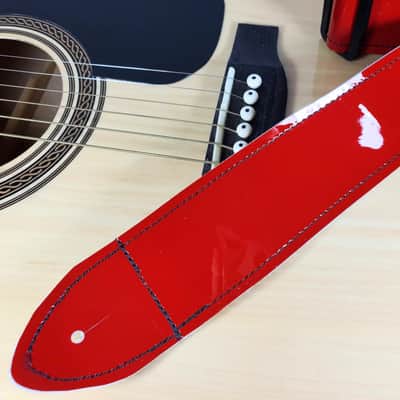 Premium Red Patent Leather Guitar Strap - Shiny Red Leather Guitar Strap - 100% Leather Guitar Strap-Fits Acoustic, Electric or Bass Guitars image 1