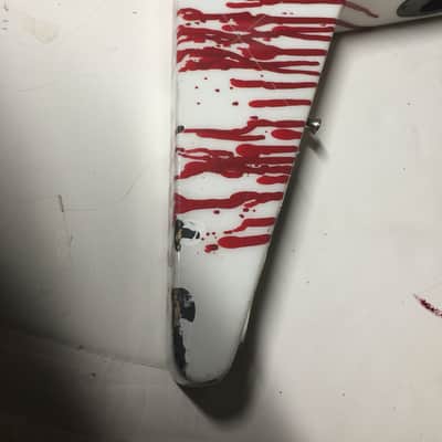 Jackson Custom Shop Star "Chris Holmes WASP" Tribute 2000's ? Blood Spatter On White / Matching Head image 6