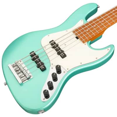Sadowsky MetroExpress 21-Fret Vintage J/J Bass, Roasted Maple Fingerboard, 5-String - Solid Sage Green Metallic High Polish image 1
