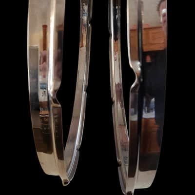 Vintage Pair (2) 1940's-50's Slingerland Radio King 16" NOB 8-Hole Floor Tom Double Flange Hoops image 3