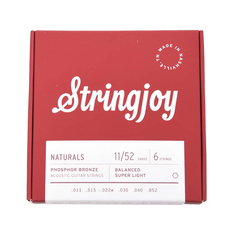 Stringjoy Naturals Super Light Gauge 11-52 Phosphor Bronze Acoustic Guitar Strings image 1
