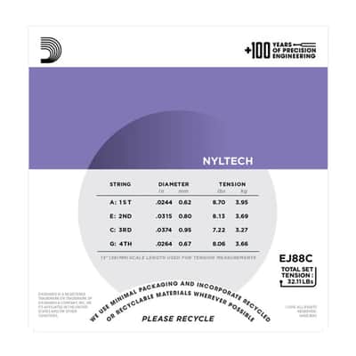 D'Addario EJ88C Nyltech Ukulele, Concert Ukulele Strings image 3