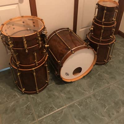 Bearing Edge Drum co. 7 pc Drum Set Bearing Edge 2003 Maple Bubinga image 6