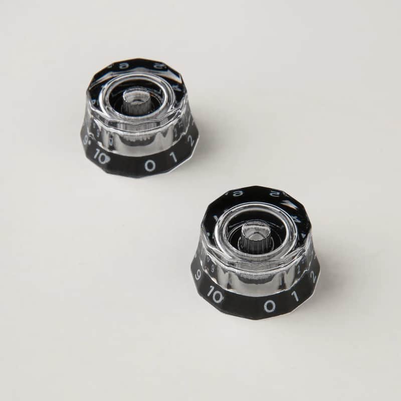 PRS Lampshade Knobs - Set of Two, Clear/Black - Metric Shaft image 1