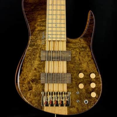 DMark Omega Electric Bass Guitar Brazilian Exotic Imbuia Top 5 String Abalone Dots (Demo) image 1