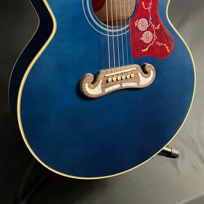 Epiphone 'Inspired by Gibson' J-200 Jumbo Acoustic-Electric Guitar Viper Blue Finish w/ Case image 3