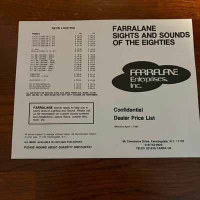 Farralane Lighting and Audio Catalog, Flyers and Pricing, 1983 image 20