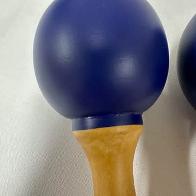 6" Mini Maracas, Wooden, 6" x 2", Mid-East MARB, Painted Blue - NEW image 3