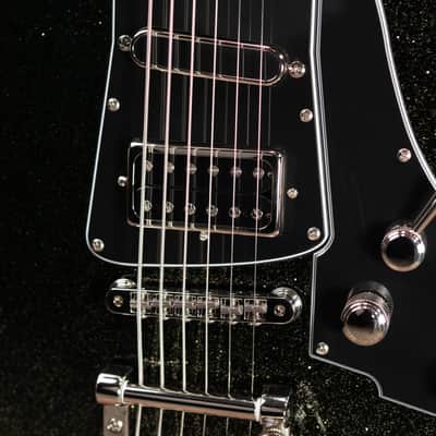 Duesenberg Paloma Baritone Electric Guitar - Black Sparkle with Gig Bag image 11