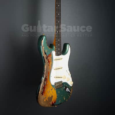 Fender Custom Shop 65 Stratocaster Super Heavy Relic Super Faded Aged  2025 - Sherwood Green Over 3 Tone Sunburst (COD 2141UG) image 8