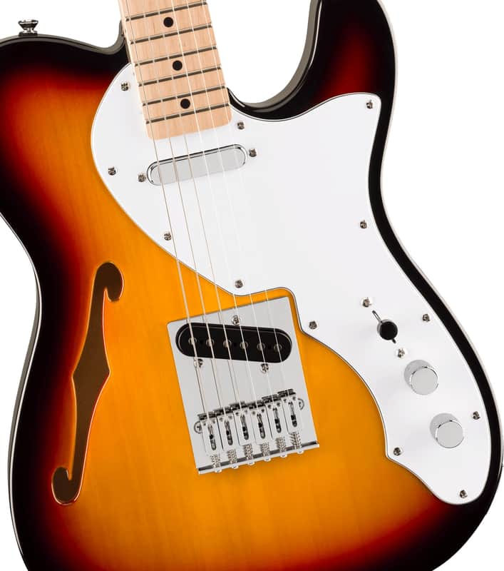 Squier Affinity Series Telecaster Thinline, Maple Fingerboard, White Pickguard, 3-Color Sunburst image 1
