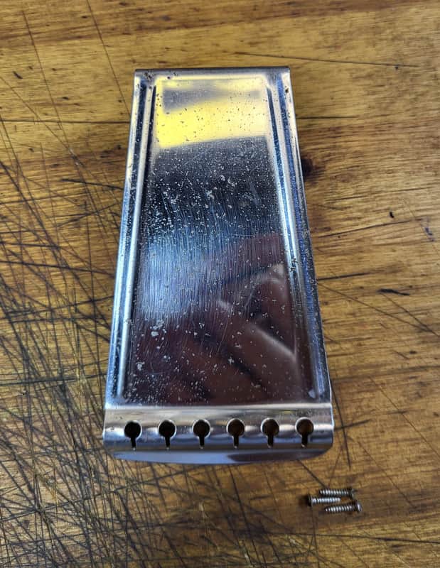 Vintage 1965 Harmony Sears and Roebuck Airline Silvertone Stella Guitar Tailpiece with Installaition Screws Luthier Parts image 1