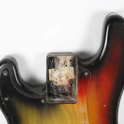 1977 Vintage Fender Precision Bass Lefty Sunburst Ash BODY Left-Handed 1970s USA PBass w/Original Bridge image 2