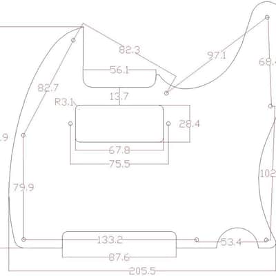 Tele Style Pickguard Guitar Pick Guard Scratch Plate with Mini Humbucker Pickup Hole for Tele/Telecaster Black 3 Ply image 3