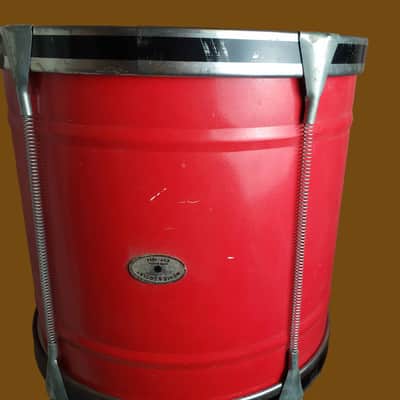 Pair of 1960s Noble & Cooley Tin Toy Tom + Floor Tom Drum - Red Steel w/Legs image 4