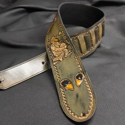 Guitar Leather strap 3.5" Black Crowes this is custom but will show anything can go on a strap image 6