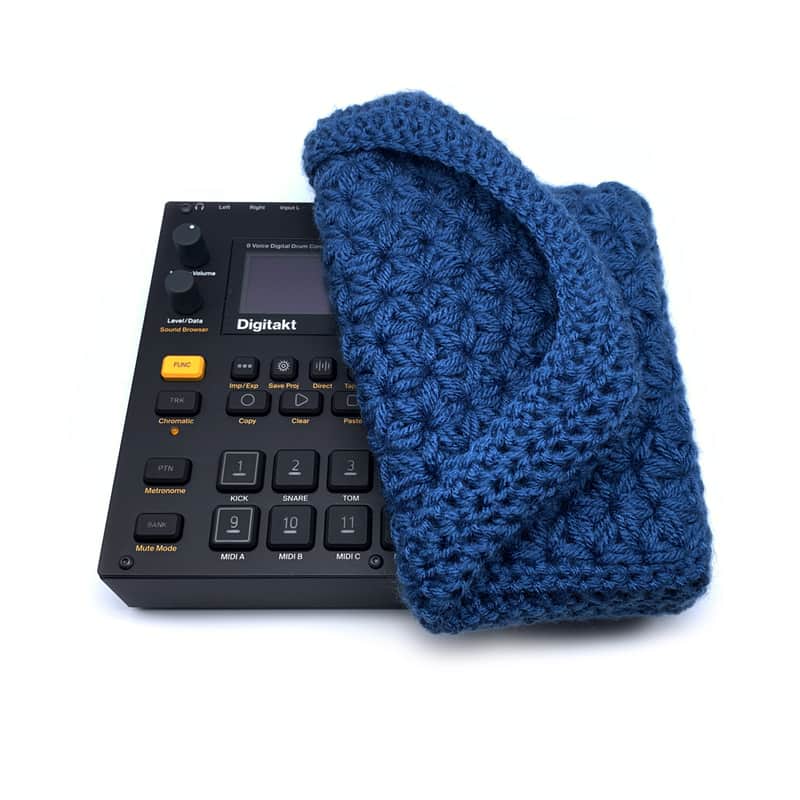 Jasmine stitch crochet dust cover for Elektron Digitakt and Digitone - Denim image 1