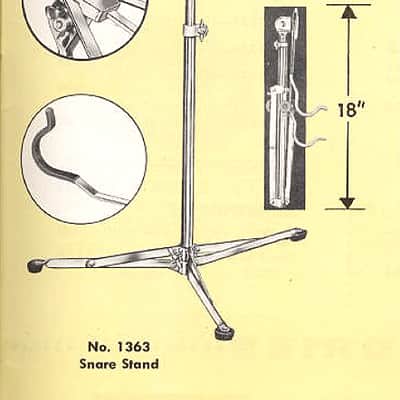 Ludwig (WFL) 5 Pc. Hardware Set, Two Cymbal Stands, Snare & Hi Hat Stands, Speed King Pedal - Late 1950s to Early '60s image 8