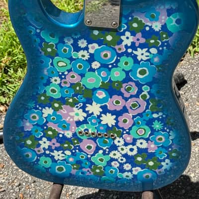 2021 Waterslide Guitars T Style Blue Flower Telecaster W/B&G Benders Floral Tele image 6