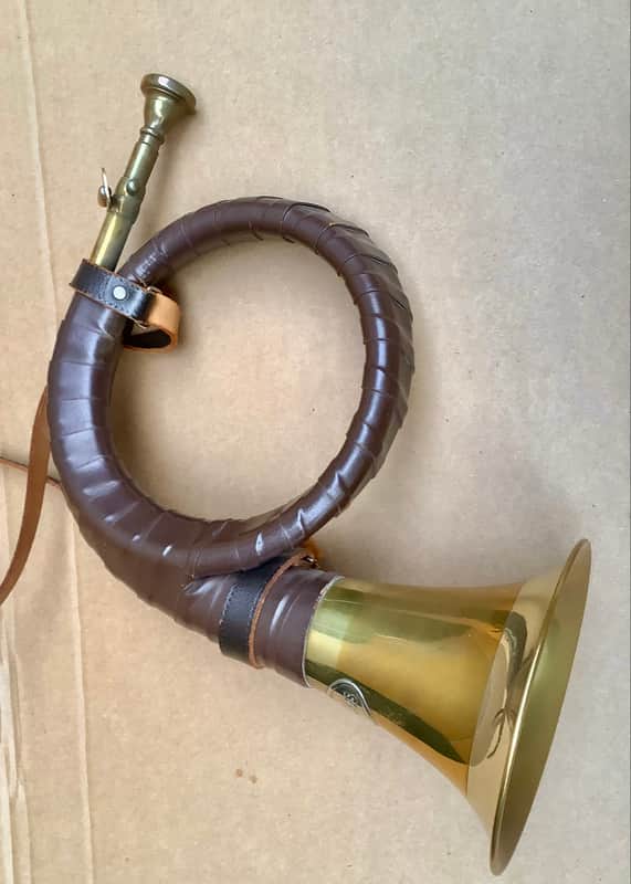 Vintage  FÜRST Fuerst PLESS Jagdhorn leater Ledergurt Jagd hunting Horn Germany image 1
