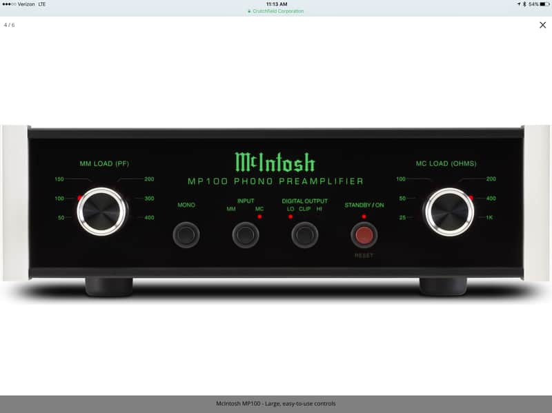 McIntosh MP100 Stereo Solid State Phono Preamp 2016 - Present - Black