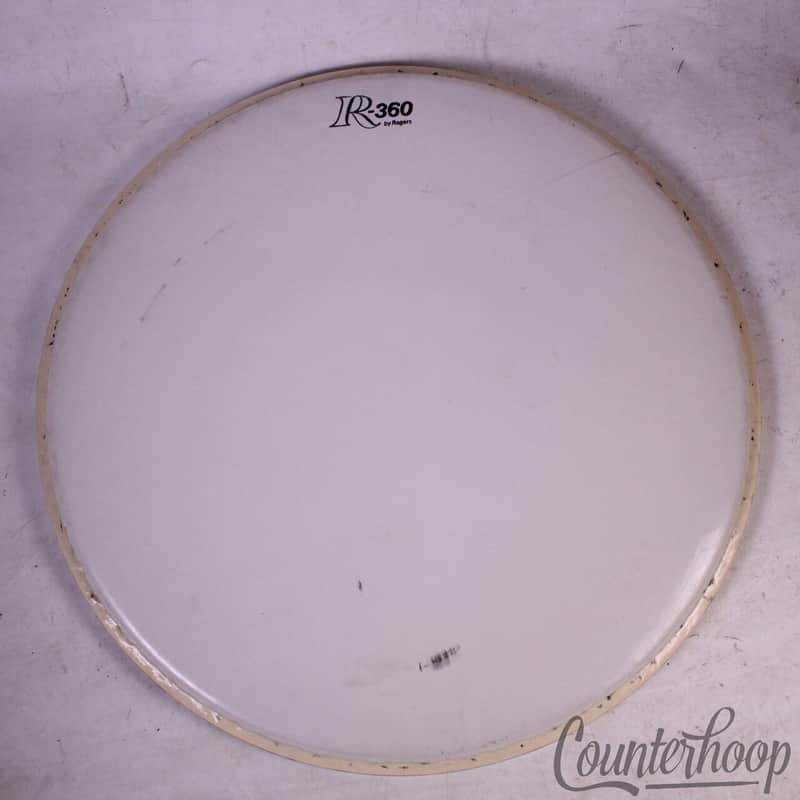*Rogers 18" R360 Bass Drum Batter/Resonant Head Opaque White Bop USA Vintage 60s image 1