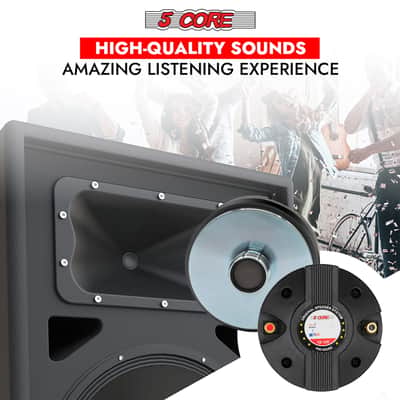 5 Core Compression Driver 1″ PA Horn Tweeter 2Pc Pro Audio 800W 1.75″ Voice Coil 20Oz Magnet 8Ohm Driver image 5