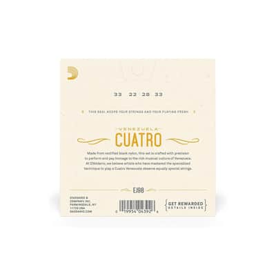 D'Addario EJ98 Black Nylon 4-String Cuatro-Venezuela Strings - .033-.033 image 2