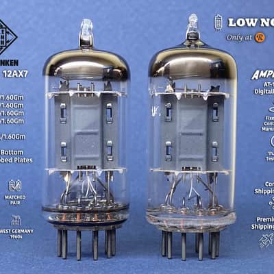Telefunken ECC83 ◇ 12AX7 • 100% BALANCED mA & Gm PAIR • NOS Gm • 1960s • Ribbed Plates • Amplitrex AT-1000 Digitally Tested • Quite Very Low Noise • T-08-09 image 1