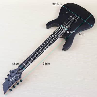 Matte Black Custom 7 String Electric Guitar, Okoume Body, Maple Neck image 5