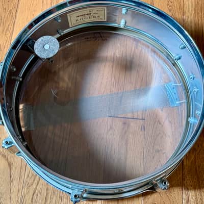 Rogers Powertone 5 x 14" Chrome over Brass Snare Drum  #6530 8 Lug Vintage Cleveland Era image 6