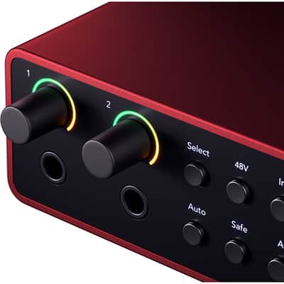 Focusrite Scarlett 4i4 USB-C Audio/MIDI Interface (4th Gen) Bundle with Studio Monitor Headphones, MXL 550/551 Microphone Ensemble Kit, Pop Filter, Mic Stand, Headphone Holder and 2x XLR Cable image 7