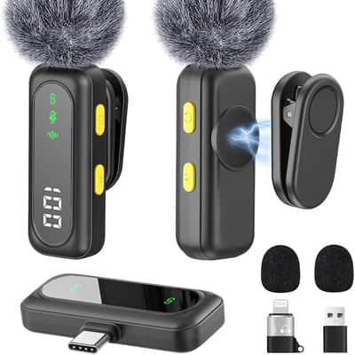 Wireless Lavalier Microphone for iPhone Mini Mic Android/Tablet/PC Video Recording Clip-on Mics with Rotatable Clip&Denoise Recording, Ideal for Vlog Tiktok Youtube Podcast Content Creator image 1