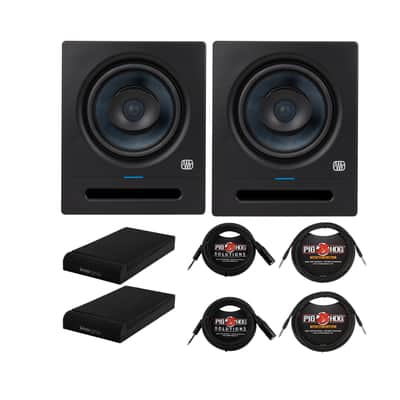 PreSonus Eris Pro 8 8-Inch Driver Active Coaxial 2-Way Studio Monitor Bundle with 1/4-Inch TRS Instrument Cables, 1/4-Inch TRS to XLR Male, and Speakers Isolation Pads (7 Items) image 1