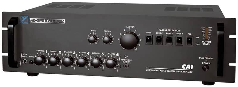 Yorkville CA1 Amplifier 70 Volt 6 Channel Public Address Amp Rack Mountable Steel Chassis Black image 1