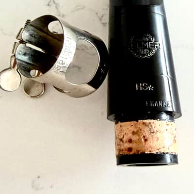 Henri Selmer (Paris) HS* Clarinet Mouthpiece and Selmer USA Silver Plated Ligature - Hard Rubber image 1