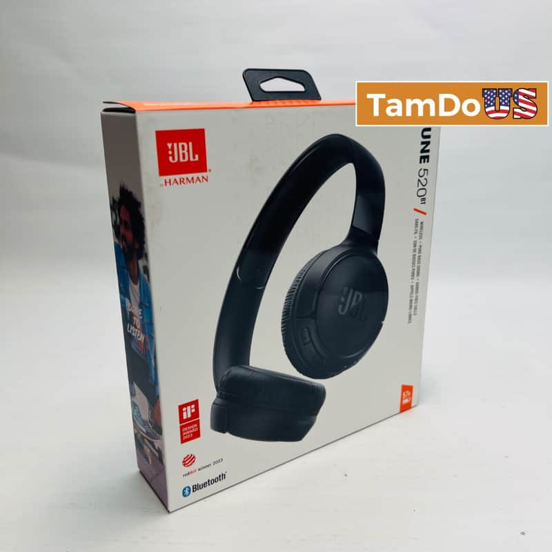JBL TUNE 520BT Wireless Headphones – Bluetooth, 57H Battery, Pure Bass, Black image 1