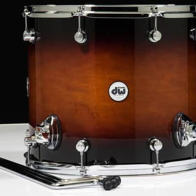 DW Design Series Maple Floor Tom, 12x14, Tobacco Burst Gloss Lacquer w/Chrome Hardware (DDLG1214TTTB) image 2