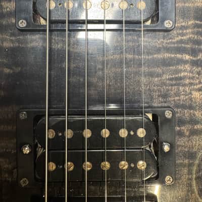 1991 PRS Paul Reed Smith Custom 24, Flame Maple 10-top, Mahogany back and neck, Brazilian Rosewood Fretboard with Bird Inlays, PRS Tremolo Bridge, Finished in Grey Black, with Nickel Hardware image 8