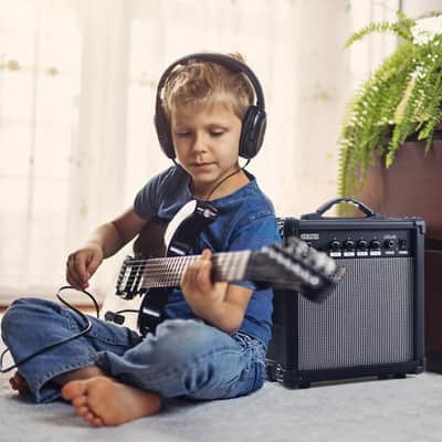 Electric Guitar Amp 20 Watt Amplifier Portable Amp with Headphone Input Gain Powe Including Professional Noise Reduction Cable (Black) image 7