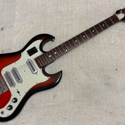 1960’s Lyle 26.5” Scale Baritone Electric Guitar Redburst MIJ Japan Conrad Burns Style RARE Model image 2
