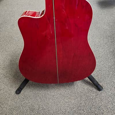 Used Ventura V3RED Acoustic-Electric Guitar - Red w/ Soft Case image 11