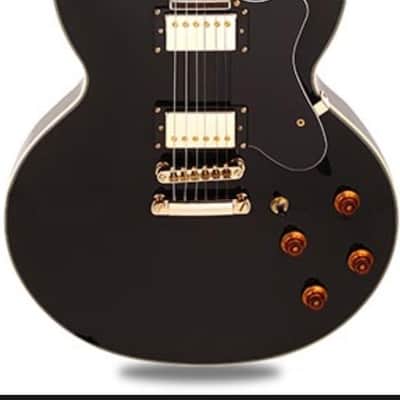 Xaviere PRO930 - Semi Hollow 335 style electric guitar Black with Gold hardware upgraded image 6