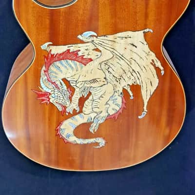 Blueberry Handmade Double Cutaway Grand Concert Acoutic Guitar Dragon Motif image 16