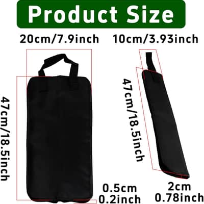 Drumstick Bag Handbag, Drum Sticks Portable Storage Carrying Case with Interior Hooks, Oxford Fabric Drum Stick Holder for Percussion Mallets (Black) image 2