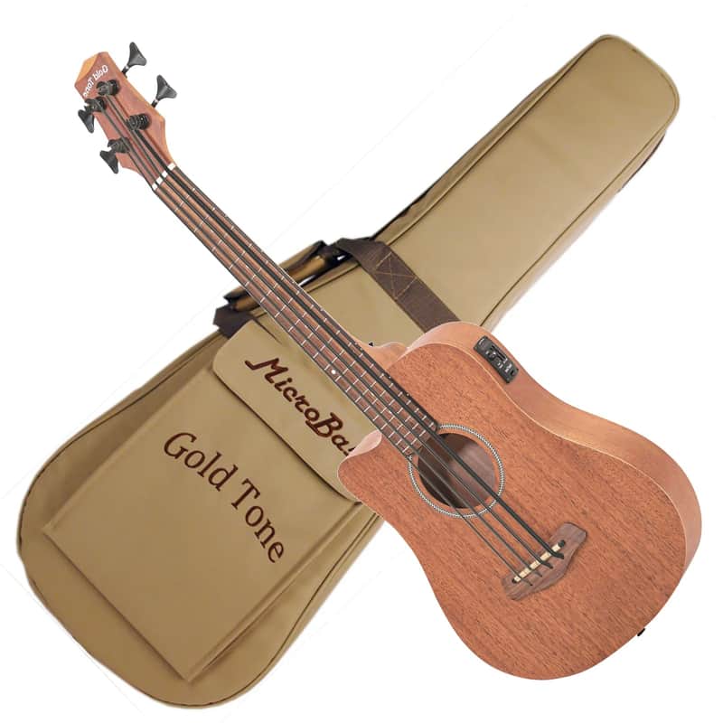 Gold Tone M-Bass/L Mahogany Top 23-Inch Scale 4-String Acoustic-Electric MicroBass w/Gig Bag For Left Handed Players image 1