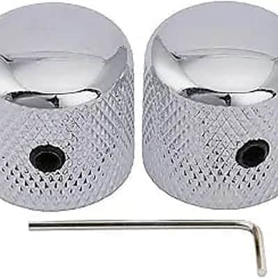 6mm Steel Knurled Telecaster Dome Knobs with Set Screw for Tele Electric Guitar or Precision Bass, Chrome (Set of 2) image 2