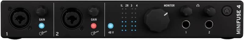 Arturia - MiniFuse 4 - Compact USB Audio & MIDI Interface with Creative Software for Recording, Production, Podcasting, Guitar - Black image 1