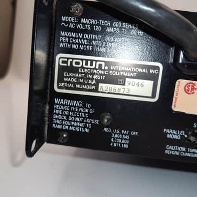 Crown Macro-Tecs 600 power amp 2000's - Silver Black imagen 5